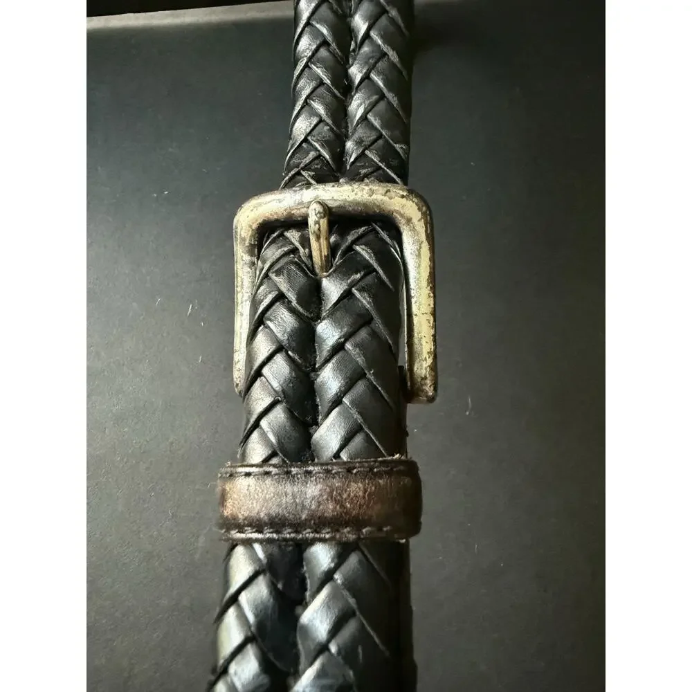 Mens Fossil Size 40 Leather Braided Woven Black Dress Belt Office Career City